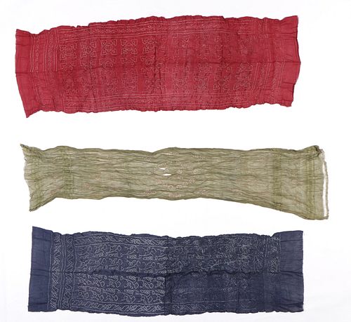 THREE TIE DYE SHAWLS, INDIA, MID