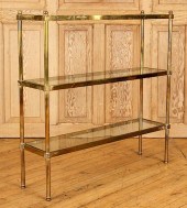 THREE TIER BRASS GLASS ETEGERE