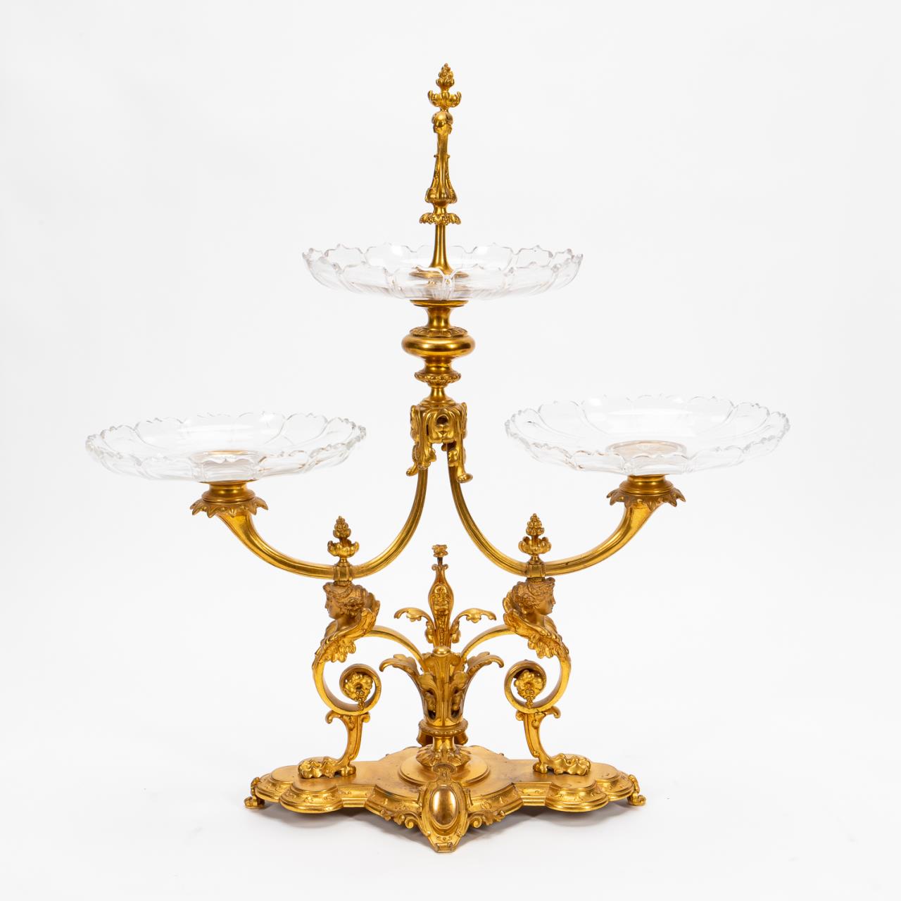 THREE-TIER DORE BRONZE & CRYSTAL