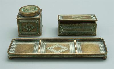 Three Tiffany desk pieces, all