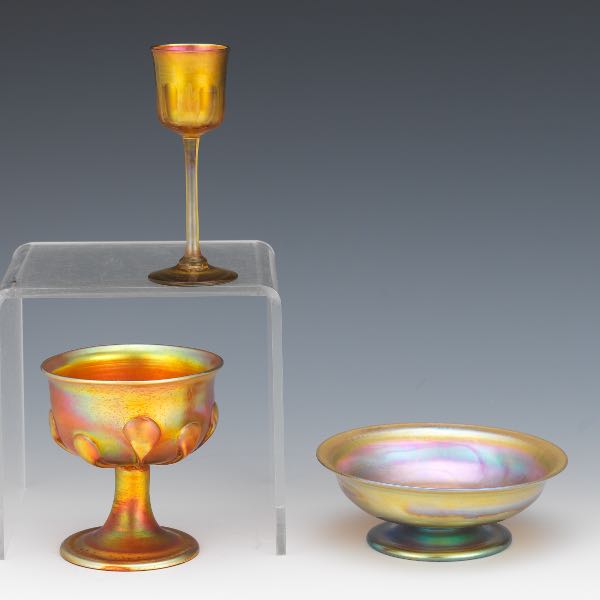 THREE TIFFANY FAVRILE GLASS
