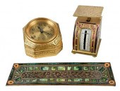 THREE TIFFANY GILT BRONZE DESK
