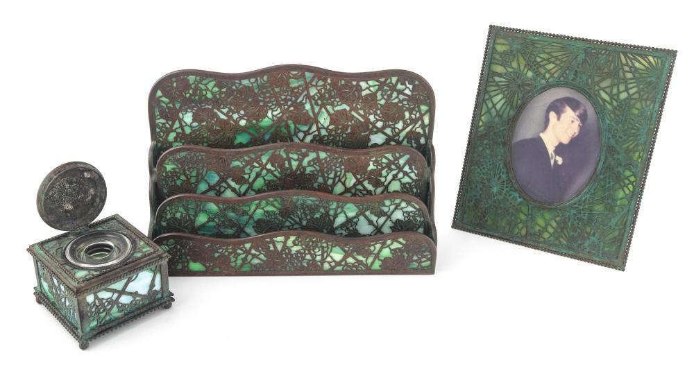 THREE TIFFANY STUDIOS DESK ITEMS