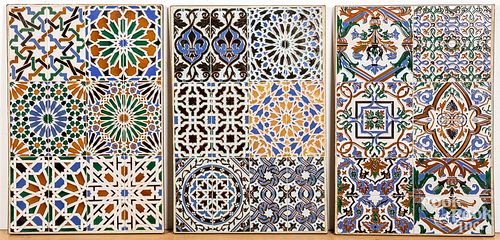 THREE TILE PANELSThree tile panels,