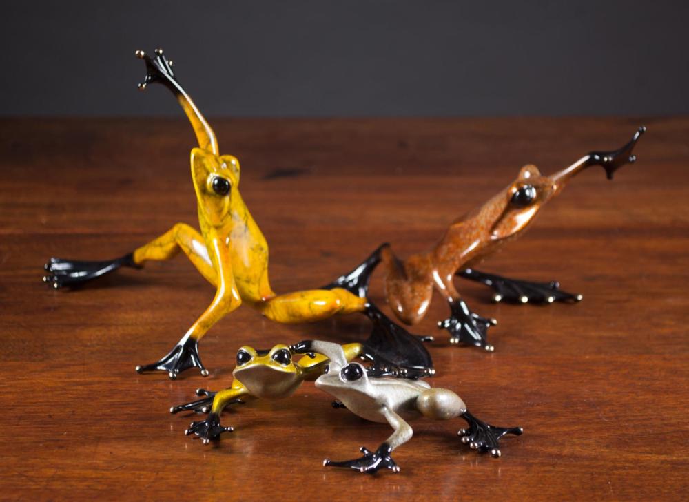 THREE TIM COTTERILL BRONZE FROG
