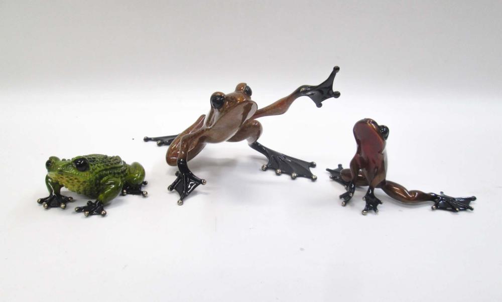 THREE TIM COTTERILL BRONZE FROGS