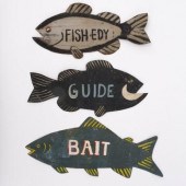 THREE TIN BAIT SHOP FISH SIGNS