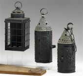 Three tin candle lanterns    e