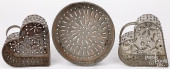 THREE TIN CHEESE STRAINERS, 19