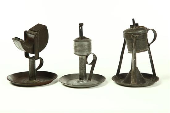 THREE TIN LAMPS.  American  mid