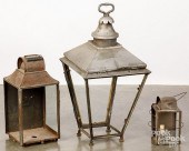 THREE TIN LANTERNS, 19TH C.Thr