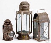 THREE TIN LANTERNS, 19TH C.Thr