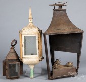 THREE TIN LANTERNS, 19TH C.Thr