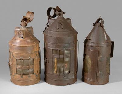 Three tin lanthorns (lanterns), all