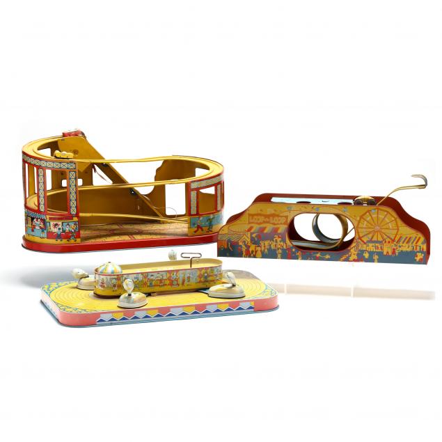 THREE TIN LITHO CARNIVAL WIND UP