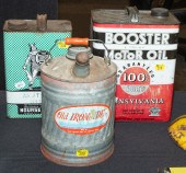 THREE TIN LITHOGRAPH MOTOR OIL
