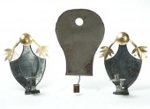THREE TIN WALL SCONCES.  Ameri
