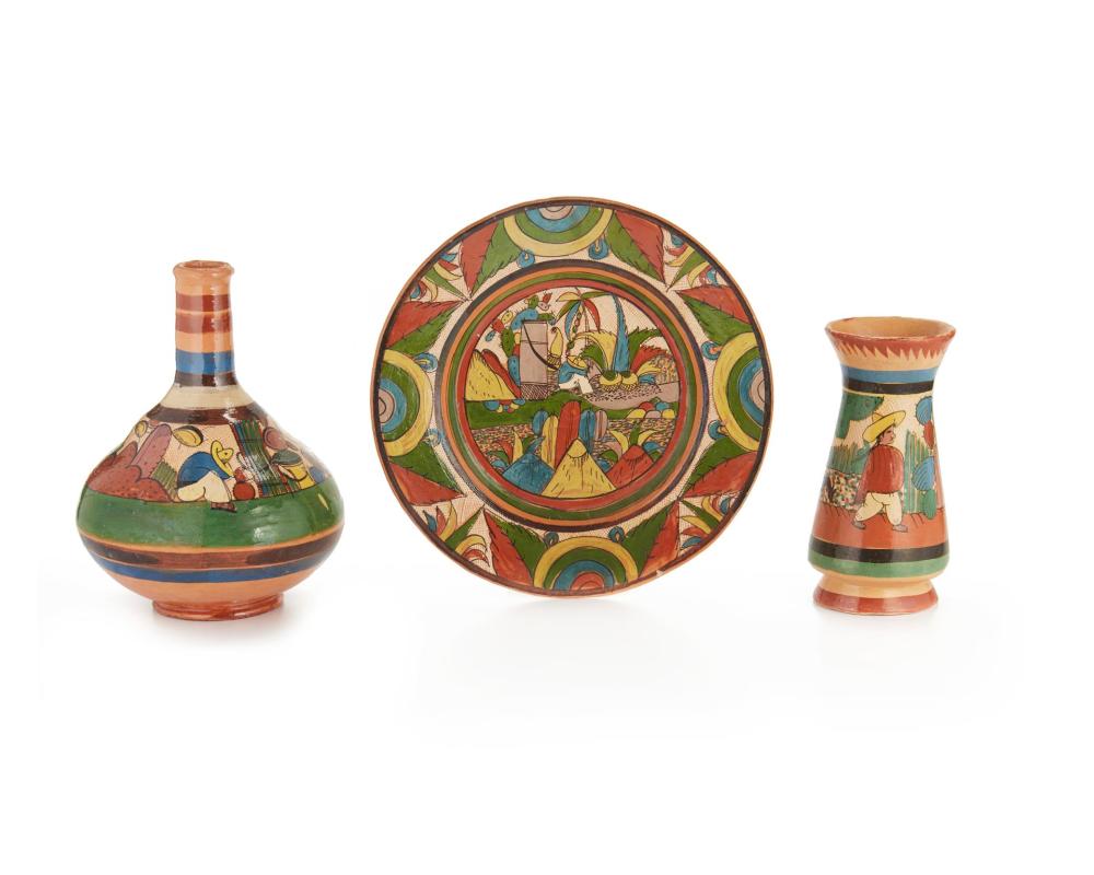 THREE TLAQUEPAQUE CAMPESINO POTTERY