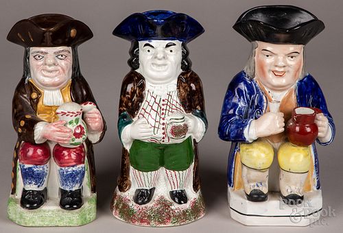 THREE TOBY JUGS, 19TH C.Three