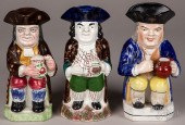 THREE TOBY JUGS, 19TH C.Three
