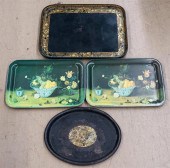 THREE TOLE DECORATED TRAYS AND