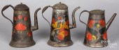 THREE TOLEWARE COFFEE POTS, 19