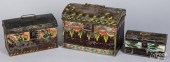 THREE TOLEWARE DOCUMENT BOXES,