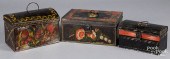 THREE TOLEWARE DOCUMENT BOXES,