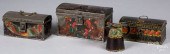 THREE TOLEWARE DOCUMENT BOXES,
