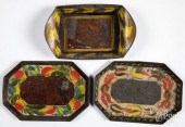 THREE TOLEWARE TRAYS, 19TH C.T