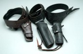 Three tooled leather belts, ho
