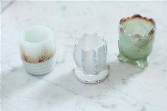 THREE TOOTHPICK HOLDERS. Coiling