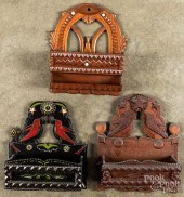 THREE TRAMP ART WALL BOXES, EA