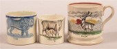 THREE TRANSFER DECORATED CHINA