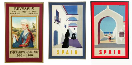 THREE TRAVEL POSTERS.  Lithographs