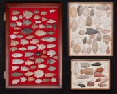 THREE TRAYS OF STONE POINTSThr