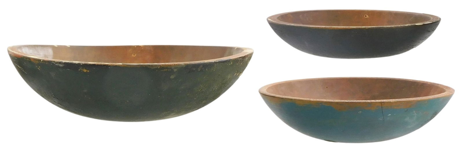 THREE TREENWARE BOWLS, AMERICAN,