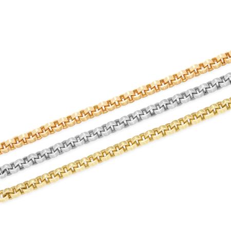 Three Tricolor Gold Bracelets 	 