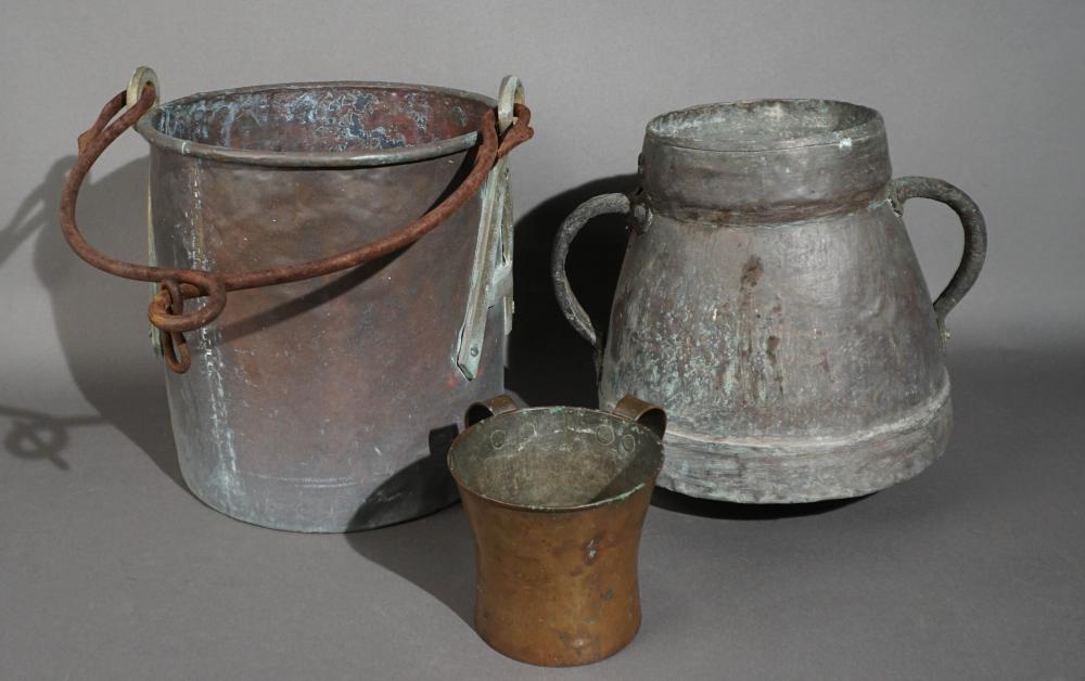 THREE TURKISH COPPER VESSELSThree