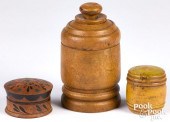 THREE TURNED AND PAINTED LIDDE
