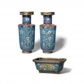 THREE TURQUOISE-GROUND CLOISON