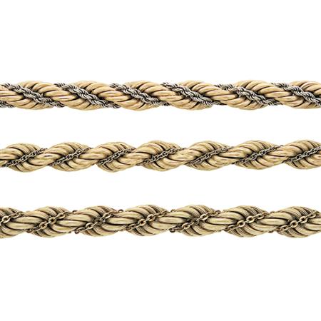 Three Two-Color Gold Bracelets 	 