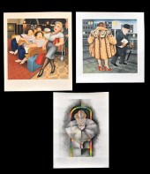 THREE UNFRAMED LITHOGRAPHSThre