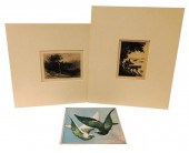 THREE UNFRAMED PRINTS, TWO BY