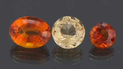 Three Unmounted Citrine Gemstones