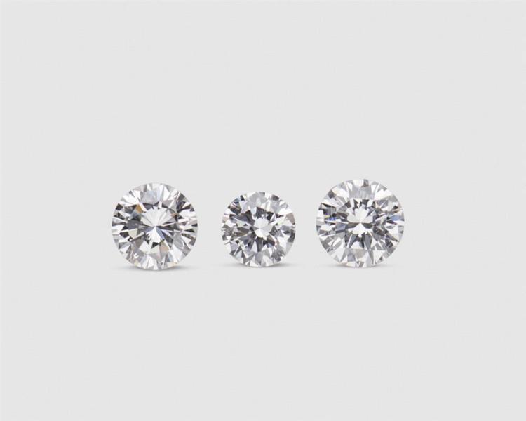 THREE UNMOUNTED DIAMONDSThree