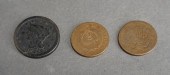 THREE US COINS, 1848 ONE CENT