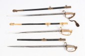 THREE US NAVY OFFICER SWORDS: