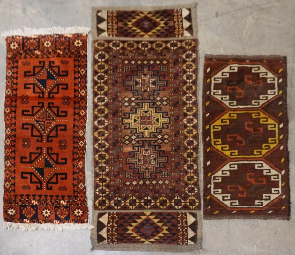 THREE UZBEK RUGS, LARGEST: 4 FT 4