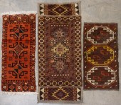 THREE UZBEK RUGS, LARGEST: 4 F